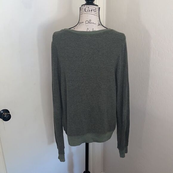 Wildfox Green Weekend I Love You Graphic Pullover Sweatshirt Casual Cozy Comfy - Picture 3 of 10